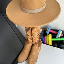 Above The Knee High Boots And Hat Combo
