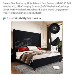 BRAND NEW 65.2" Tall Queen Corduroy Headboard