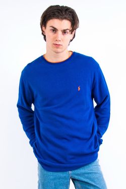 Polo Ralph Lauren Waffle Knit Mens Large Blue Crewneck Xl