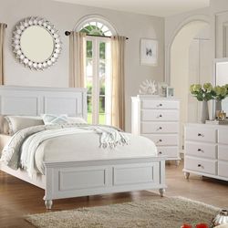 Brand New White 4pc Queen Bedroom Set (Available In California & Eastern King)