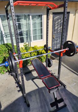 Olympic weight bench squat rack pull up bar
