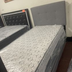 Twin Bed Frame With New Mattress And Boxspring Included 