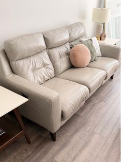 Gray Leather Power Recliner Sofa — $500 | Lancaster (Pick Up Only)