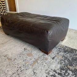 Brown Leather Ottoman 