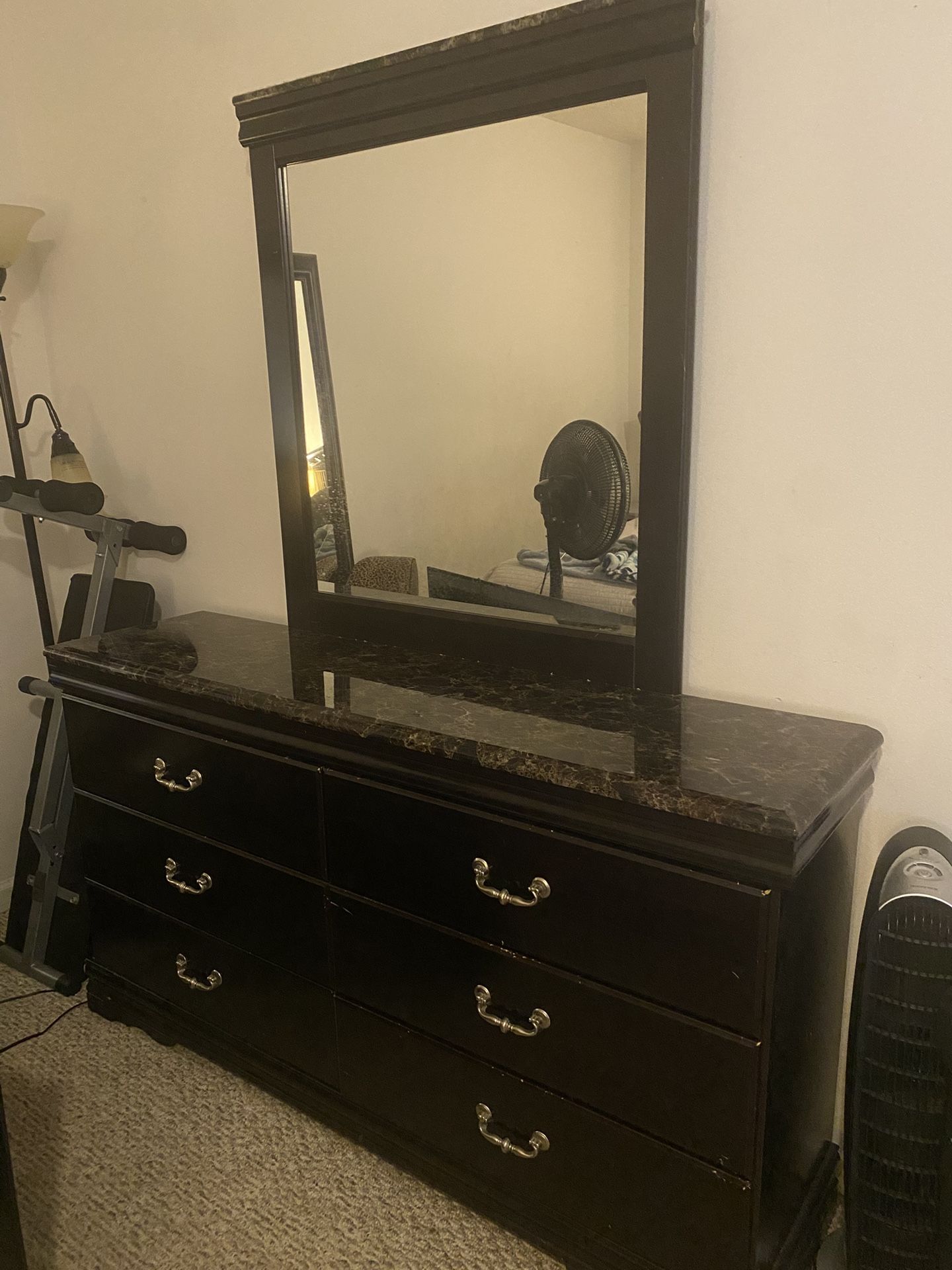 King size Headboard and Dresser With mirror Set
