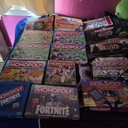 28 monopoly games new and used $150 or best offer 