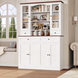 Tall Kitchen Pantry Cabinet With Multiple Storage Shelves & Cabinet Doors, Drawerrs 