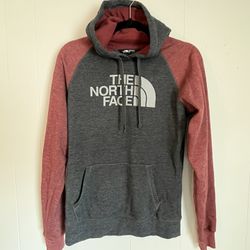 North Face Grey and Maroon Hoodie
