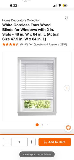 NEW 2 inch cordless faux wood blind 48x64