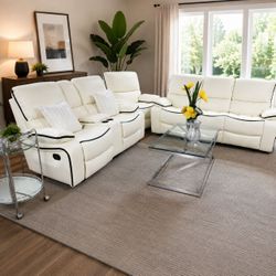 Living room modern 3 piece reclining sofa set