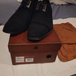 Mezlan Shimmer Leather Suede Lace Up Oxford Elegant Black Men's Dress Shoes 14M