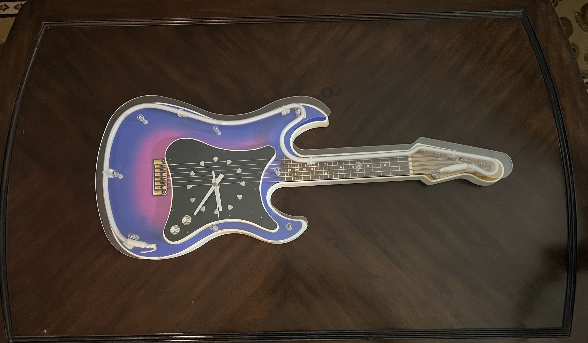 Neon Light Guitar Clock
