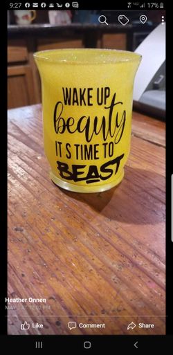 Yellow glitter make up brush holder