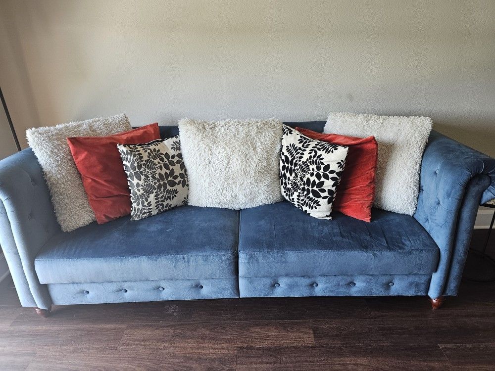 Royal Blue Couch W/ Pillows