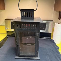 Black Metal Pillar Candle Lantern