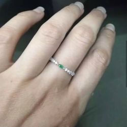 Emerald Silver Ring 925 Sz 6 & 7