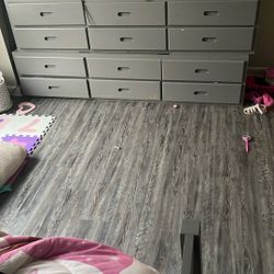 Children’s Twin Bedroom Set Bed With mattress And Pull Out Bed With Mattress, Two 6 Drawer Dressers