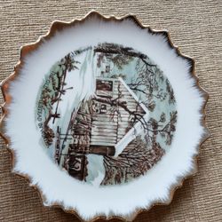 Vintage Currier and Ives "The Old Homestead In Winter" Collector Wall Plate Vintage

