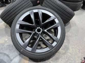 FREE DELIVERY 4 OEM USED 2024 21” TESLA MODEL S PLAID ARACHNID WHEELS TPMS GOODYEAR A/S TIRES