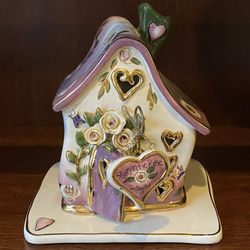 BLUE SKY CLAYWORKS “ROSE GETAWAY CANDLE HOUSE”  (6” H)