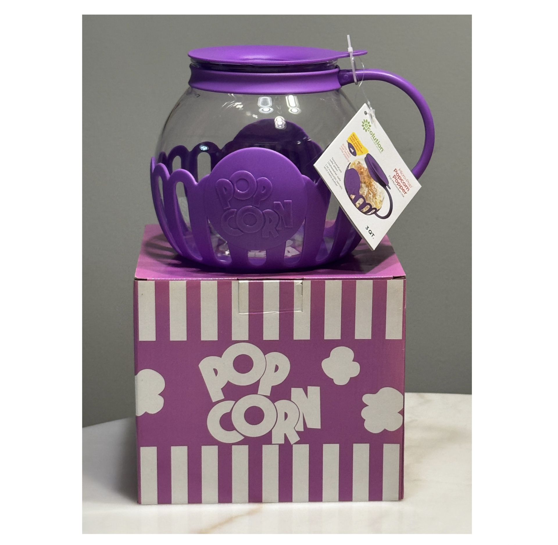Brand new Tasty 3QT Family Size Microwave Popcorn Popper Lime Purple