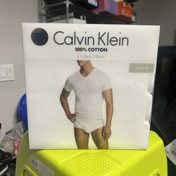 Calvin Klein 100% Cotton V Neck T Shirts 4 Pack Classic Fit