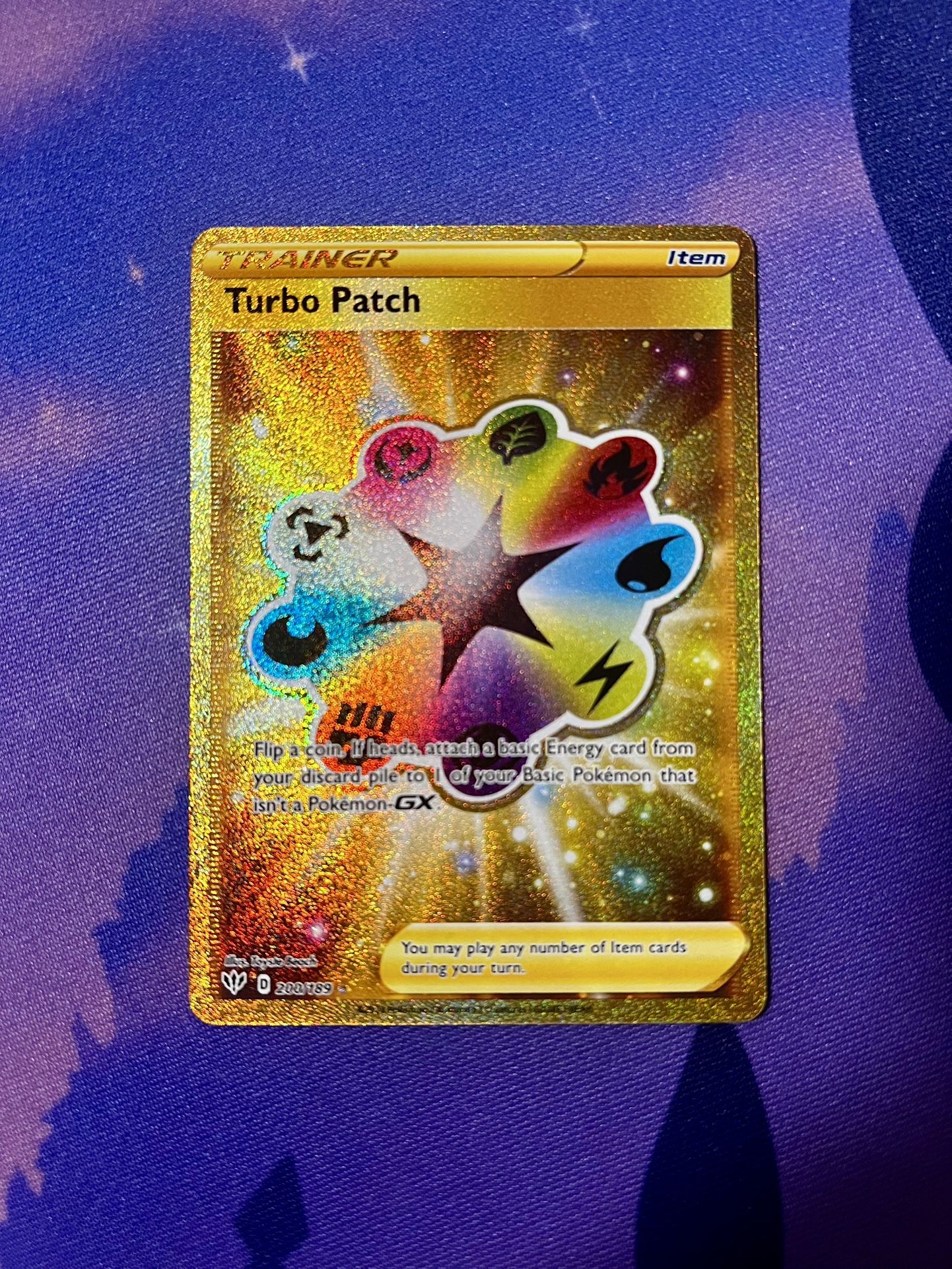 Turbo Patch - 200/189 (Gold Secret Rare) SWSH03: Darkness Ablaze Pokémon TCG