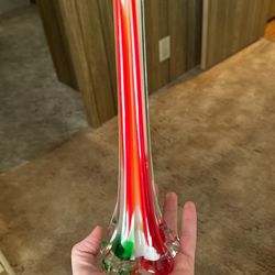 Vintage Fluted Murano Style Art Glass Vase
