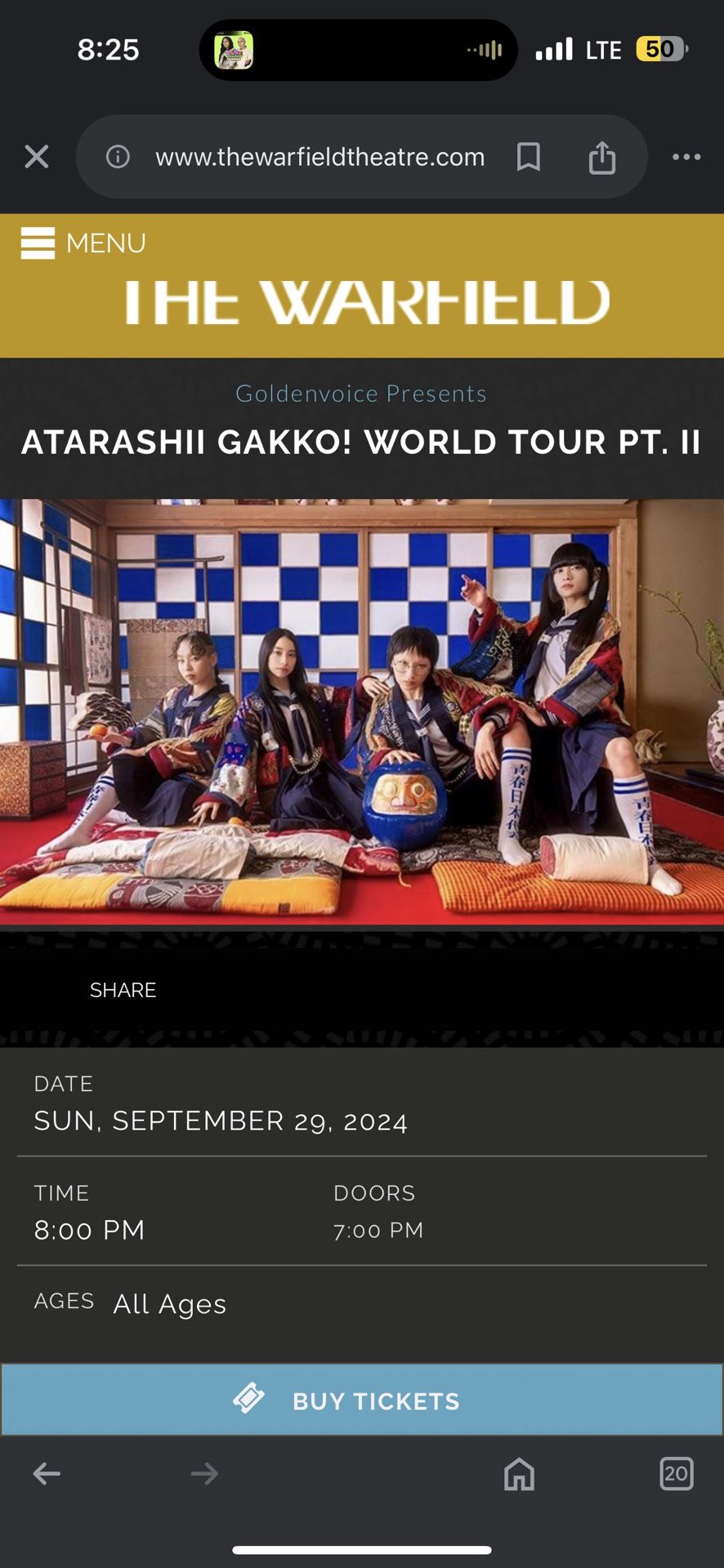 Atarashii gakko Concert Tickets