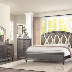 4 PC SET  1 QB+ 1 DR + 1 MR + 1 NS +  NEW IN BOX (MATTRESS AND CHEST SOLD SEPARATELY)