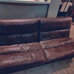 Genuine Leather Dark Brown Futon