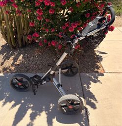 CLICGEAR  push golf cart with hand brake, adjustable handle and cup holder