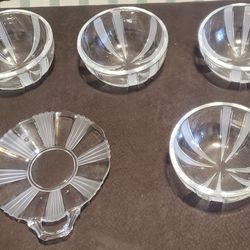Glass Relish Plate And Dessert Bowls