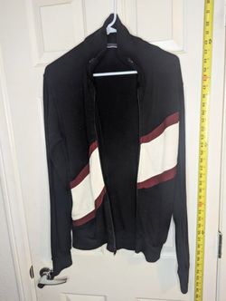 Tennis Jacket Vintage 1980s TRACK AND COURT Black White Burgundy Acrylic Small