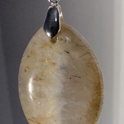Necklace 46X28X6mm Natural Scenic Dendritic Agate Marquis Stone