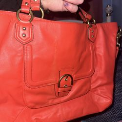 FREE SHIPPING ~ EXCELLENT COND. RARE COACH F24683- LEATHER BRASS ORANGE