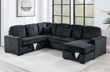 Corduroy Sectional Sleeper With Storage