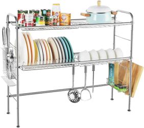 Over The Sink Dish Drying Rack 2-Tier Stainless Steel