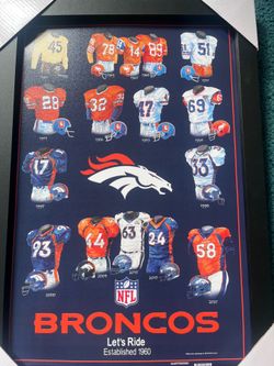 Denver Broncos NFL Uniform History Framed Poster