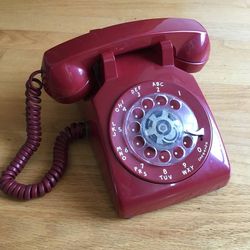 Vintage Red Burgundy ATT Rotary Dial 500DM Phone Landline Telephone