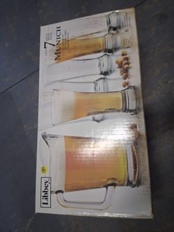 Libbey Glass Pitcher and 6 Pilsner Glasses