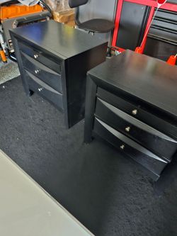 Black lacquer end tables