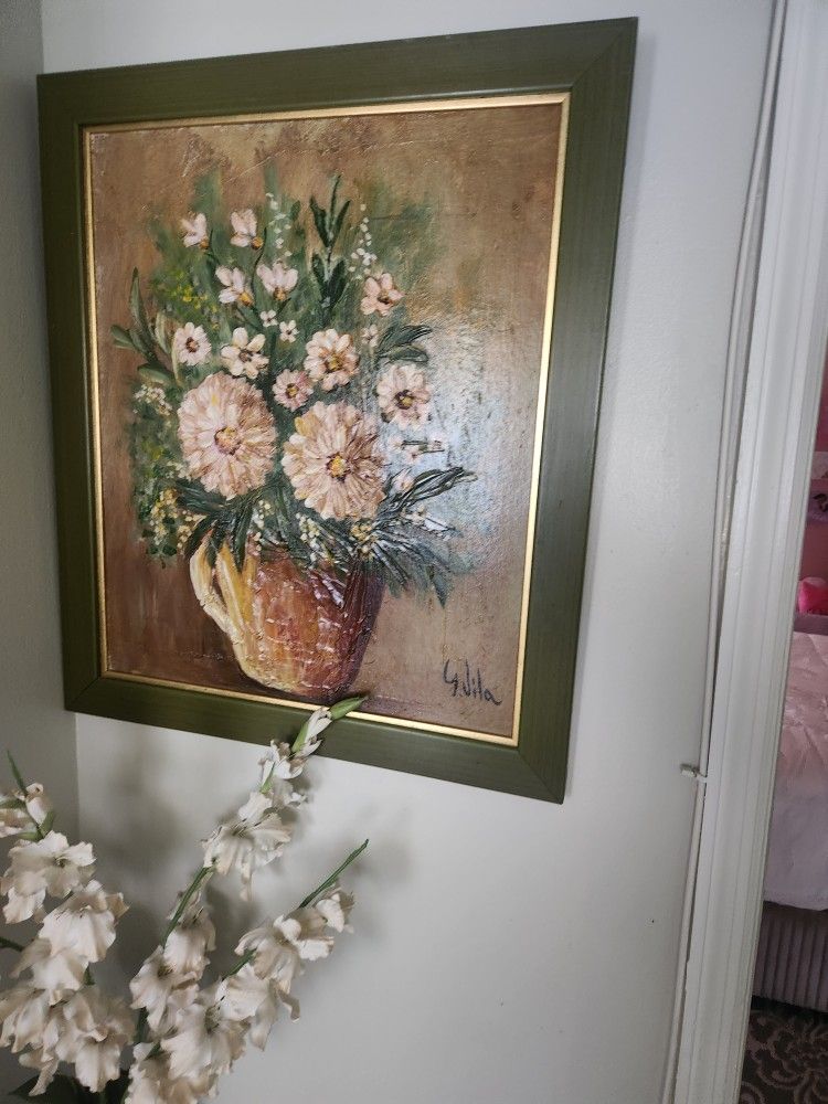 Paint & Flower Pot With Artificial Plant
