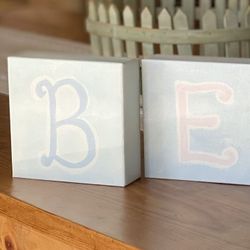 Pottery Barn Kids CANVAS NAME WALL ART PASTEL LETTER BLOCKS 