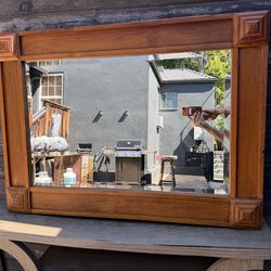 Mission style craftsman oak mirror antique vintage