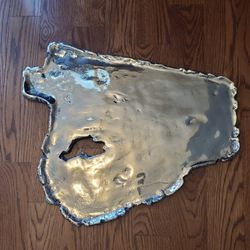 shiny  silver metallic serving tray trendy elegance party trey charcuterie board