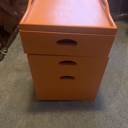 World Market Wood file cabinet on rollers with detachable writing top