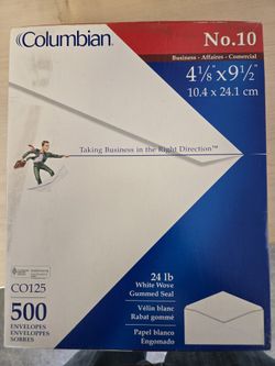 No. 10 Plain White Envelopes Box Of 500