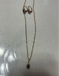Red Stone Necklace and Earring Set