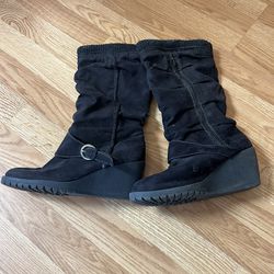 Suede Black Boots
